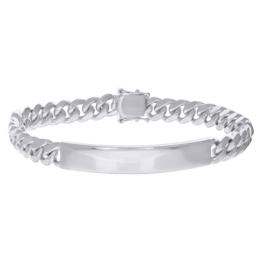 925-Sterling-Rhodium Solid Miami Cuban Id Bracelet