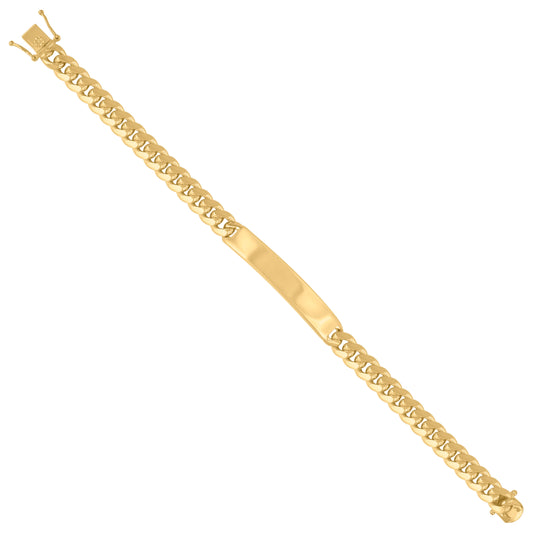 925-Sterling-Yellow Solid Miami Cuban Id Bracelet