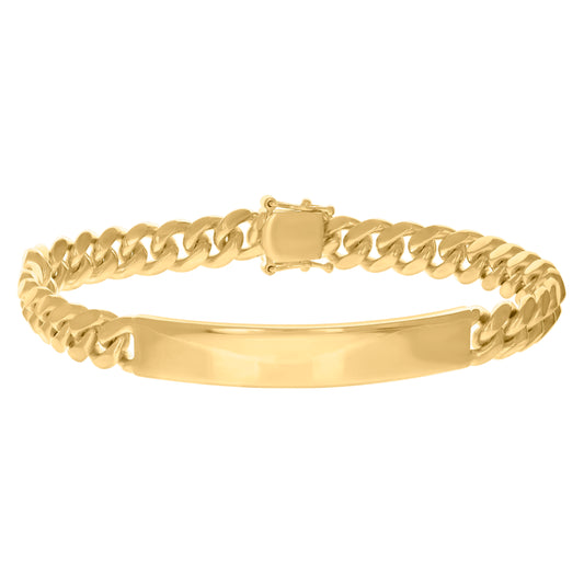 925-Sterling-Yellow Solid Miami Cuban Id Bracelet