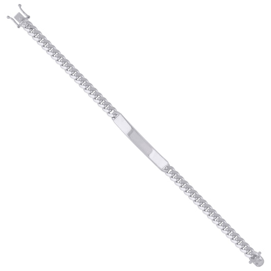 925 Sterling Rhodium Solid Miami Cuban Id Bracelet