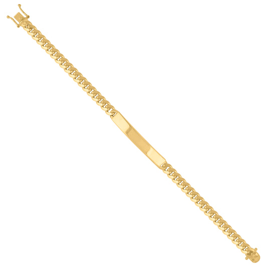925-Sterling-Yellow Solid Miami Cuban Id Bracelet