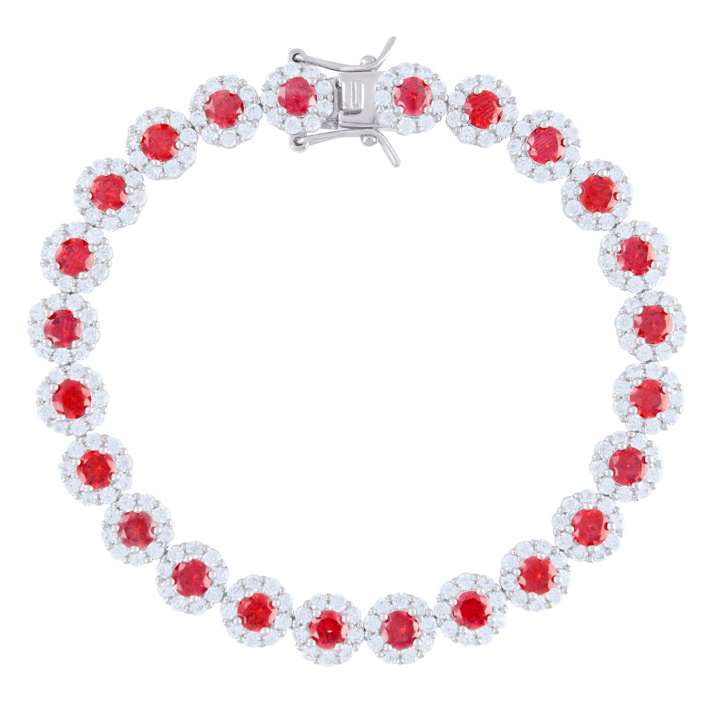 925 Sterling Silver Cz Flower Bracelet 7.5"