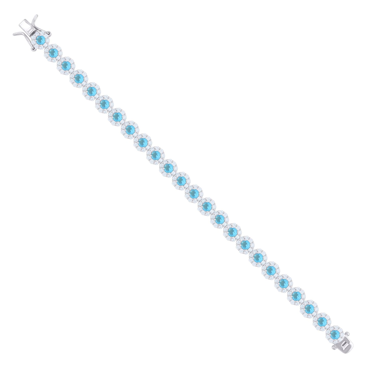 925 Sterling Silver Cz Flower Bracelet 7.5"