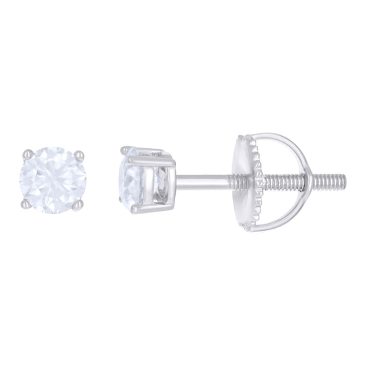925 Sterling Silver 0.60Ctw Moissanite Round Screw