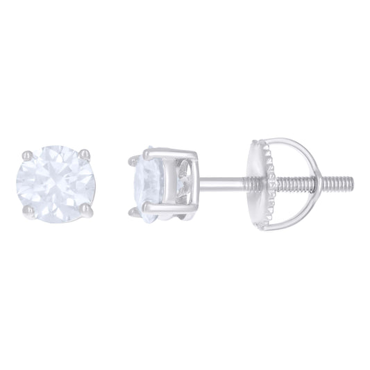 925 Sterling Silver 1Ctw Moissanite Round Screwbac
