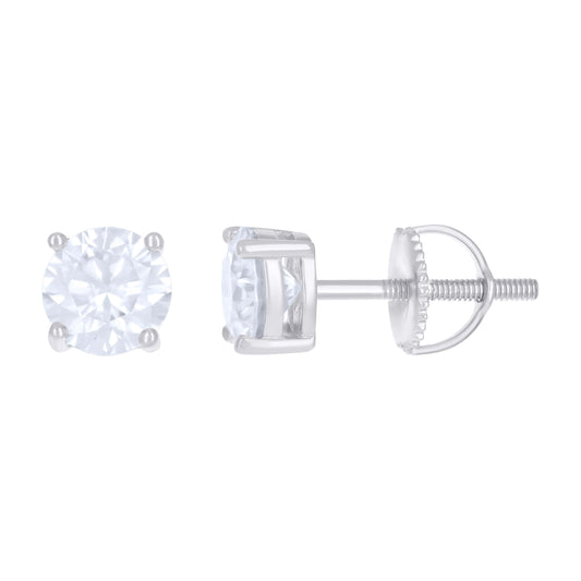925 Sterling Silver 1.60Ctw Moissanite Round Screw