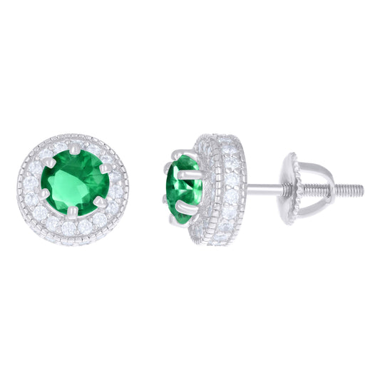 925 Sterling Silver Cz Earrings With Screwback