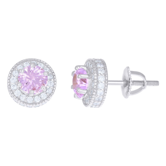 925 Sterling Silver Cz Earrings With Screwback