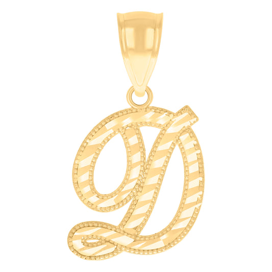 14Kt Gold Initial Pendent D