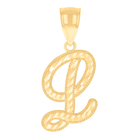 14Kt Gold Initial Pendent L