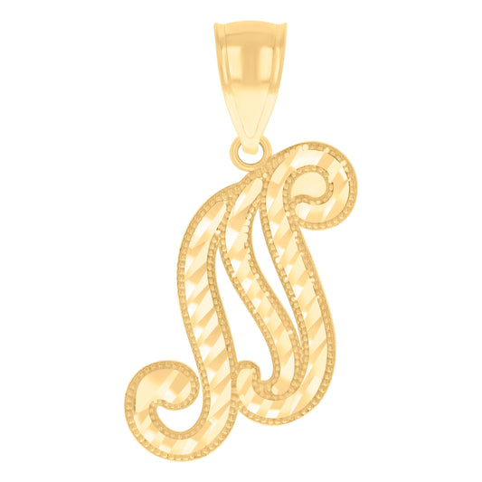 14Kt Gold Initial Pendent N