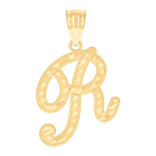 14Kt Gold Initial Pendent R