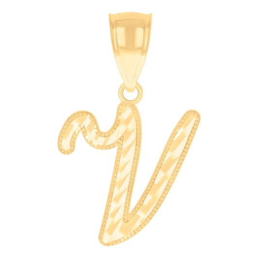 14Kt Gold Initial Pendent V