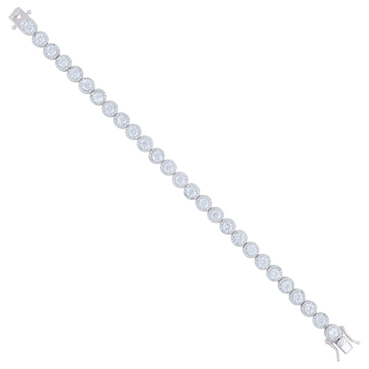 925 Sterling Silver Cz Bracelet 7"
