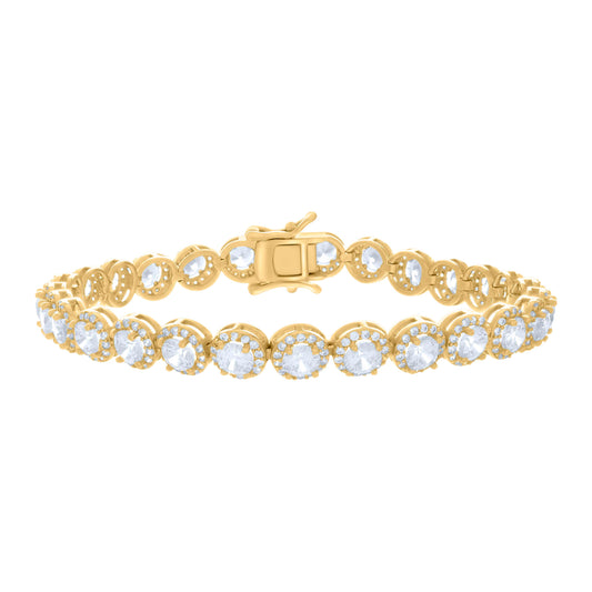 925 Sterling Silver Cz Bracelet 7"