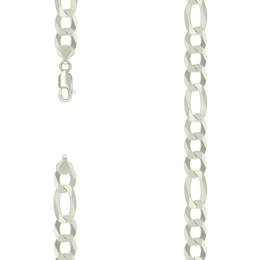 925 Silver Super Flat Figaro Chain 11mm