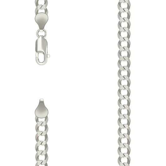 925 Silver Solid Super Flat Cuban Chain Silver 6mm