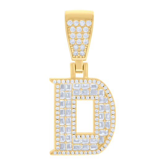 925 Sterling Silver Cz Pendant Initial Letter "D"