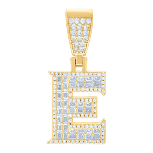 925 Sterling Silver Cz Pendant Initial Letter "E"