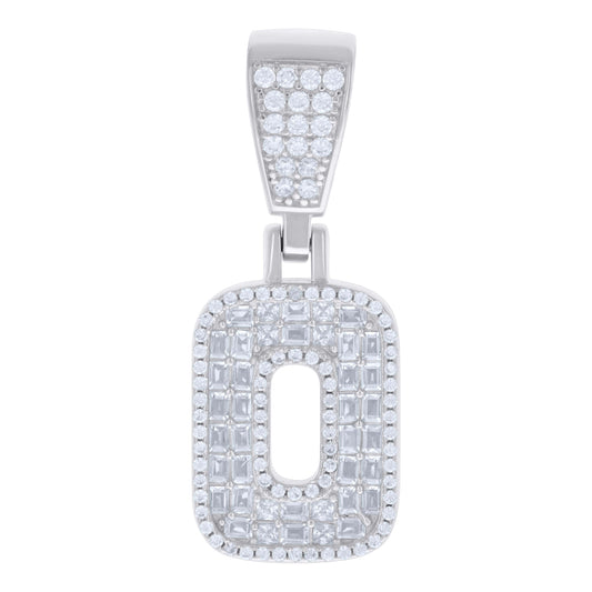 925 Sterling Silver Cz Pendant Initial Letter "O"