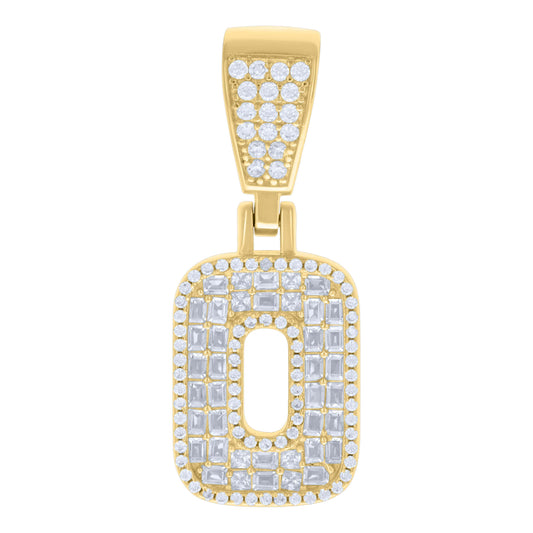 925 Sterling Silver Cz Pendant Initial Letter "O"