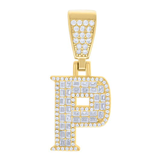 925 Sterling Silver Cz Pendant Initial Letter "P"