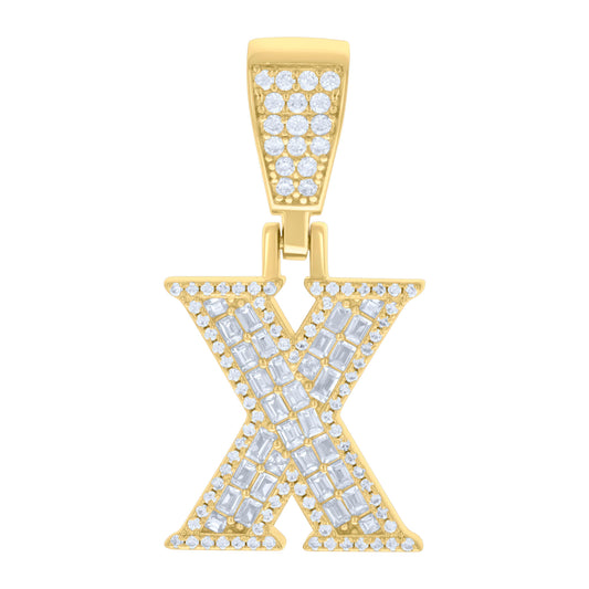 925 Sterling Silver Cz Pendant Initial Letter "X"