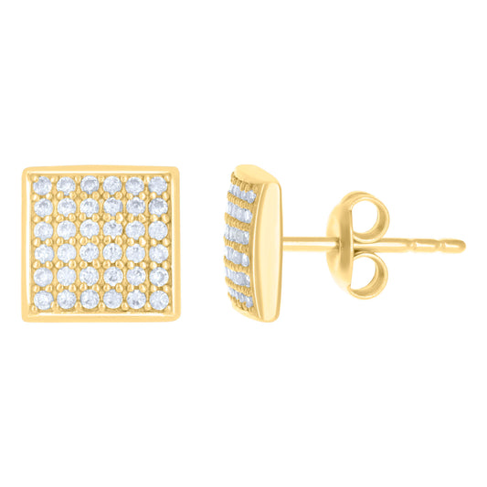 10Kt Gold Cz Earrings 10mm