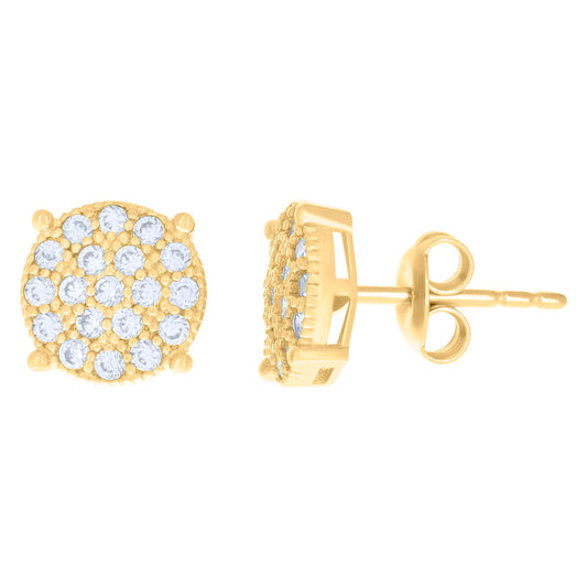 10Kt Gold Cz Earrings 9mm