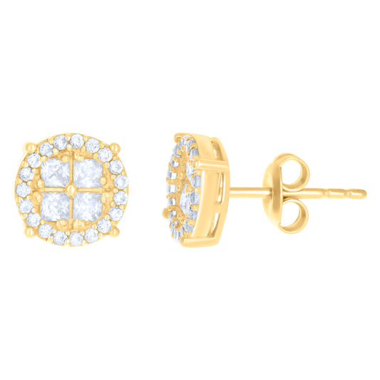 10Kt Gold Cz Earrings 9.4mm