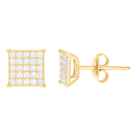 10Kt Gold Cz Earrings 7.3mm