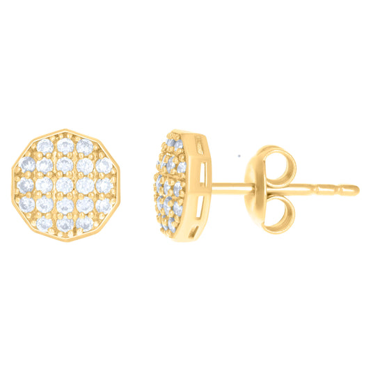 10Kt Gold Cz Earrings 8mm