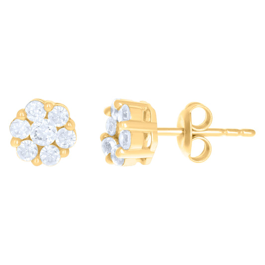 10Kt Gold Cz Earrings 7.5mm