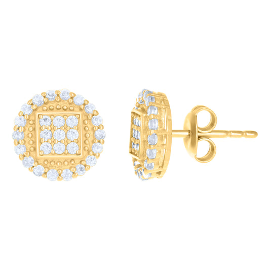 10Kt Gold Cz Earrings 9.5mm