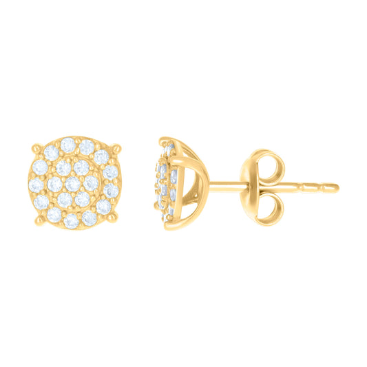 10Kt Gold Cz Earrings 7.5mm