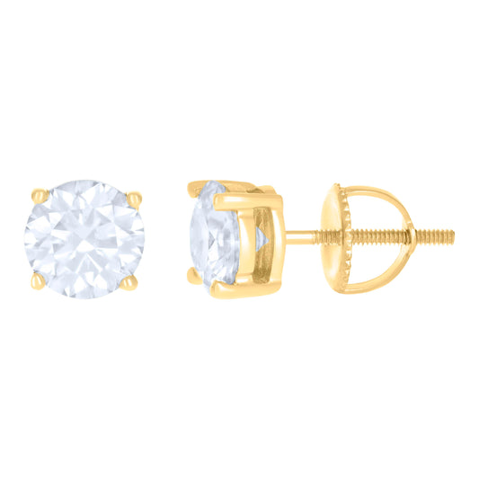 14Kt Yellow Gold 6mm Moissanite Screw Back Earrings