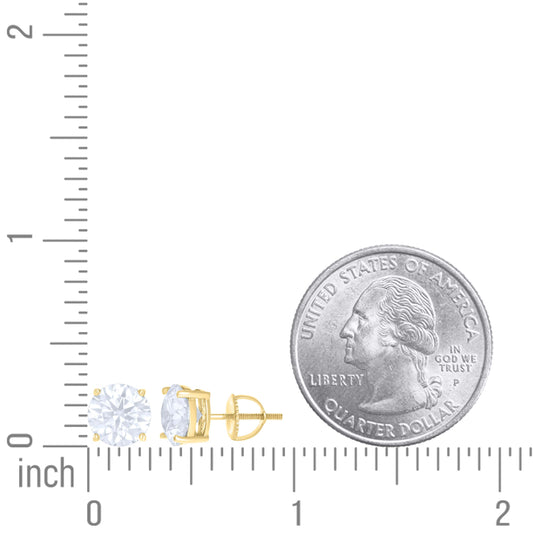 14Kt Yellow Gold 8mm Moissanite Screw Back Earrings