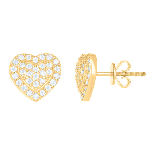 10kt Yellow Gold Womens Moissanite 0.512ct Heart Stud Earrings