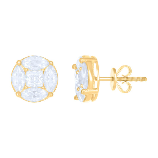 10kt Yellow Gold Womens Moissanite 2.50ct Fashion Stud Earrings