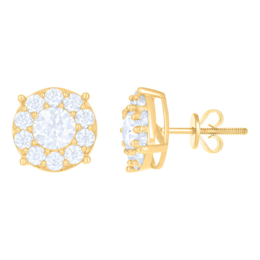 10kt Yellow Gold Womens Moissanite 1.80ct Fashion Stud Earrings