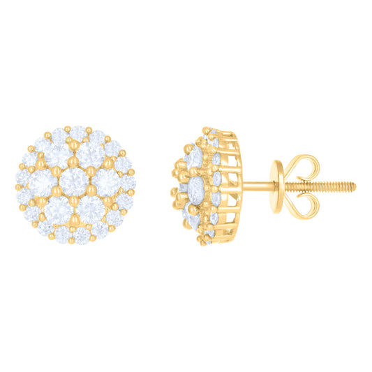 10kt Yellow Gold Womens Moissanite 1.462ct Fashion Stud Earrings