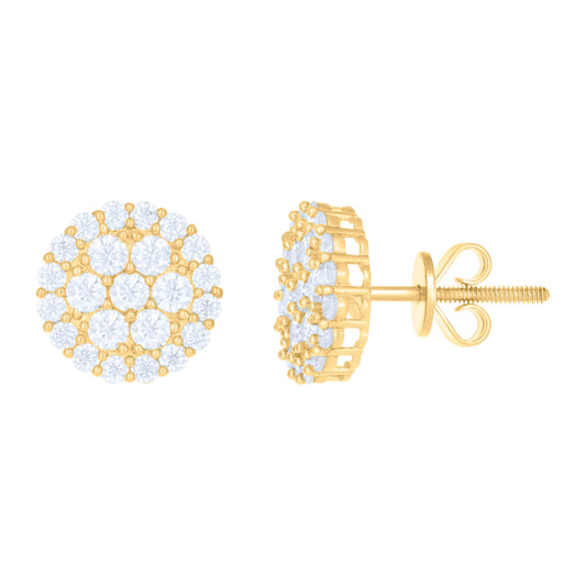 10kt Yellow Gold Womens Moissanite 1.36ct Fashion Stud Earrings