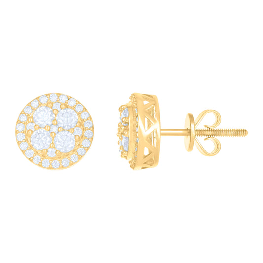 10kt Yellow Gold Womens Moissanite 0.416ct Fashion Stud Earrings