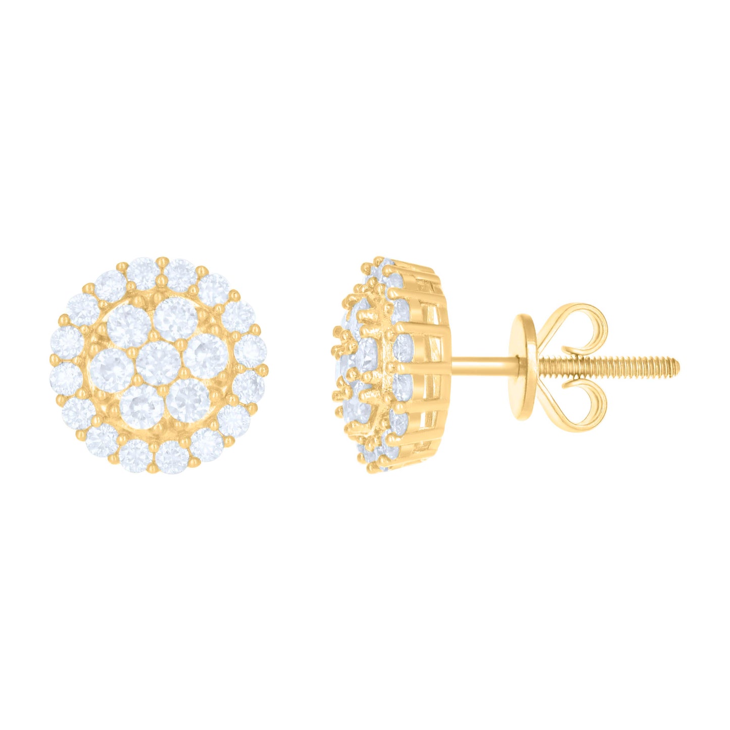 10kt Yellow Gold Womens Moissanite 0.97ct Fashion Stud Earrings