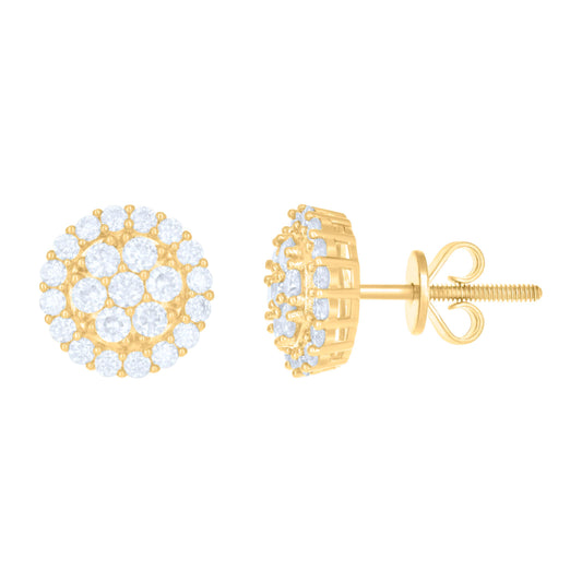 10kt Yellow Gold Womens Moissanite 0.97ct Fashion Stud Earrings