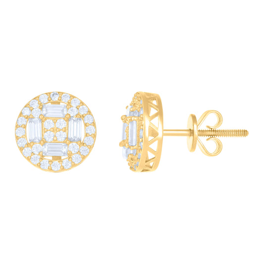 10kt Yellow Gold Womens Moissanite 1.12ct Fashion Stud Earrings