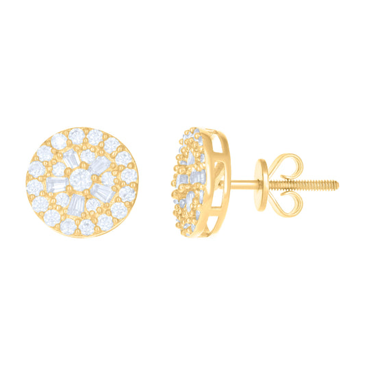 10kt Yellow Gold Womens Moissanite 1.05ct Fashion Stud Earrings