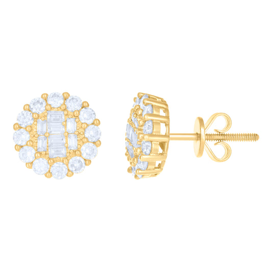 10kt Yellow Gold Womens Moissanite 1.32ct Fashion Stud Earrings