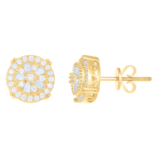 10kt Yellow Gold Womens Moissanite 0.83ct Fashion Stud Earrings