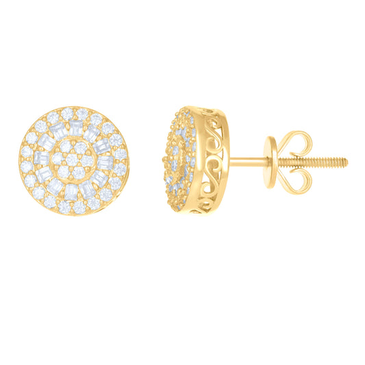 10kt Yellow Gold Womens Moissanite 0.912ct Fashion Stud Earrings